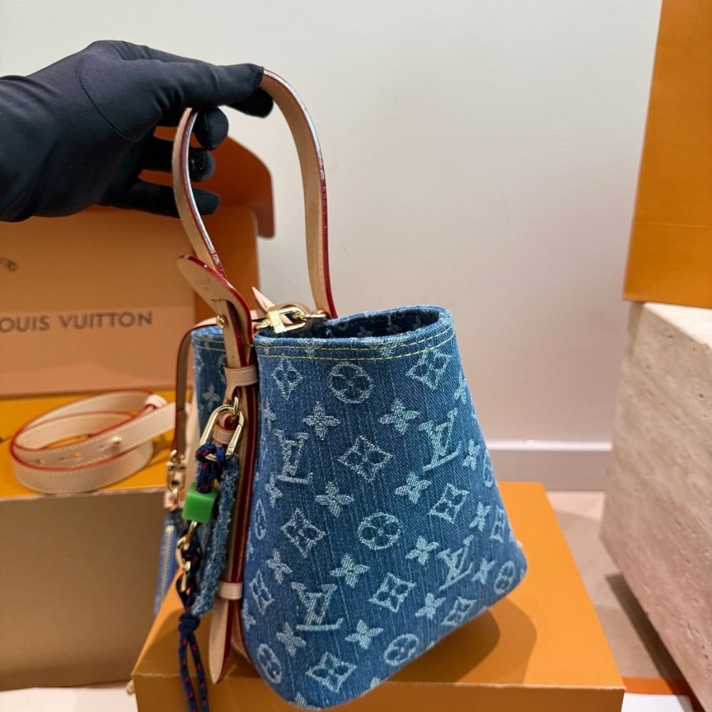 Louis Vuitton All In BB Blue Denim Bucket Bag 18Cm M28107