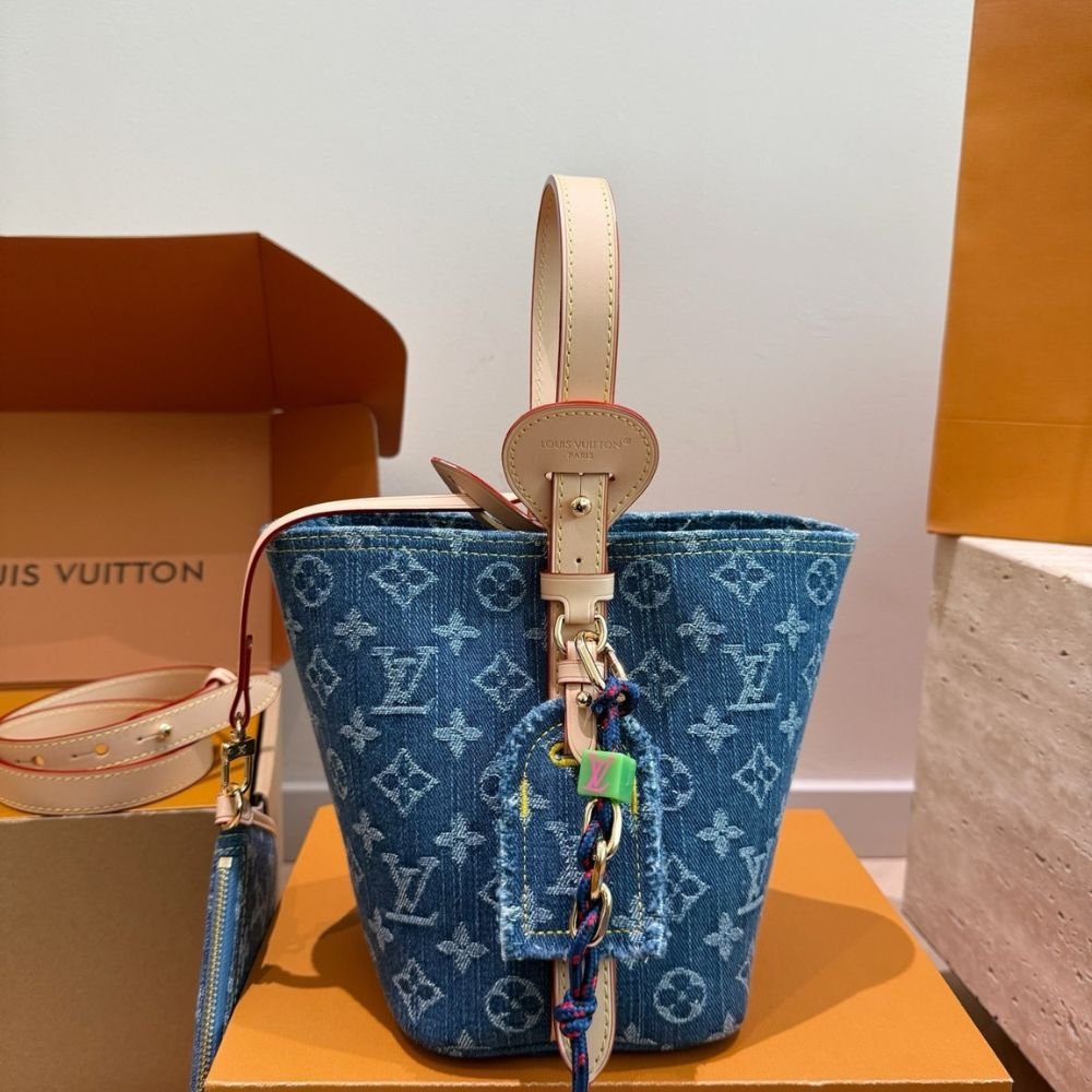 Louis Vuitton All In BB Blue Denim Bucket Bag 18Cm M28107