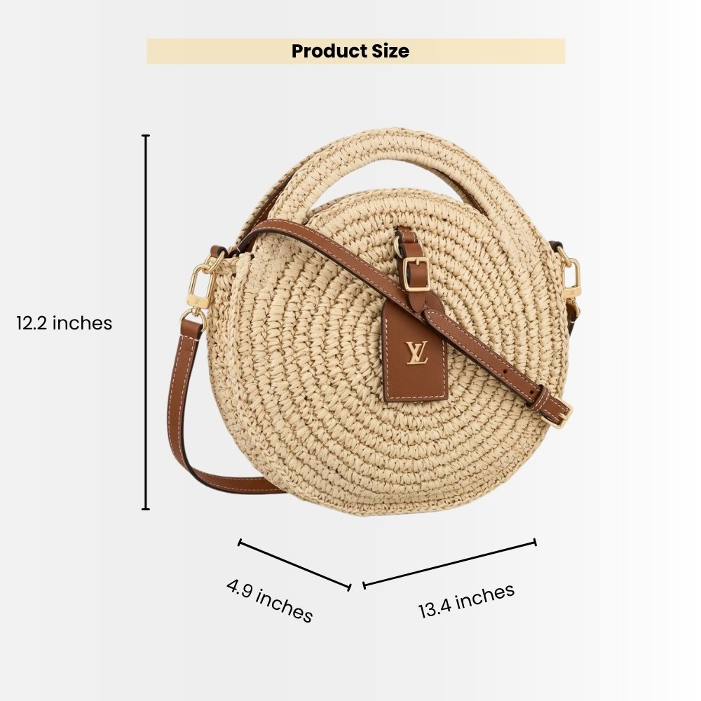 Louis Vuitton Around Me MM Shoulder Bag Raffia White 34Cm M25243