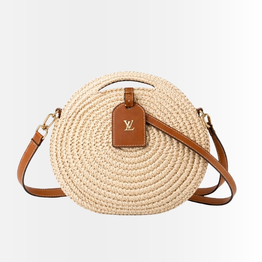 Louis Vuitton Around Me MM Shoulder Bag Raffia White 34Cm M25243