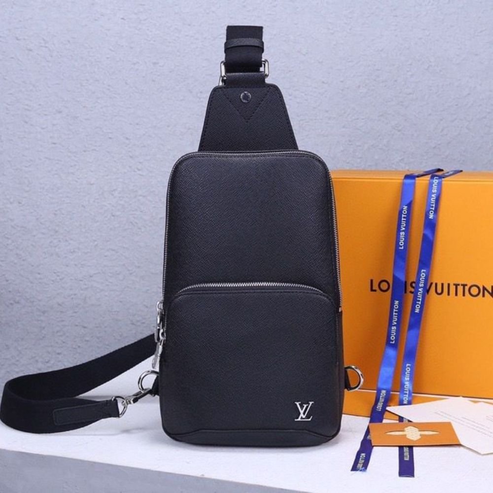 Louis Vuitton Avenue Sling Bag Taiga Black 31Cm M30443