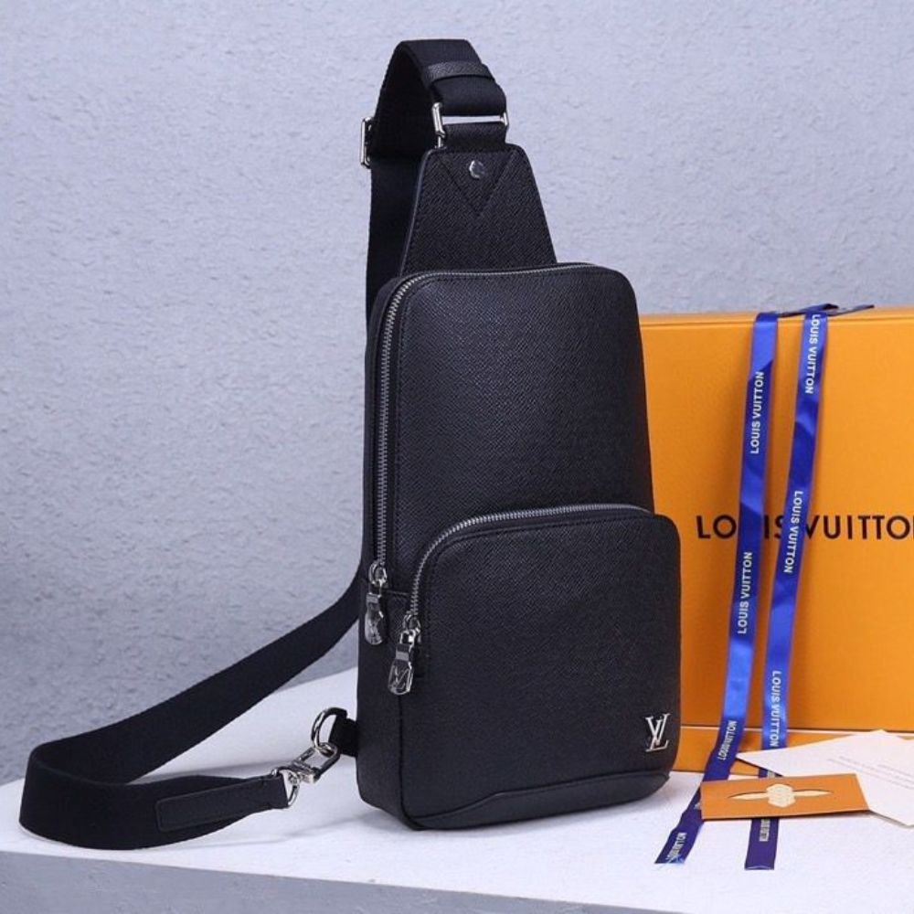 Louis Vuitton Avenue Sling Bag Taiga Black 31Cm M30443