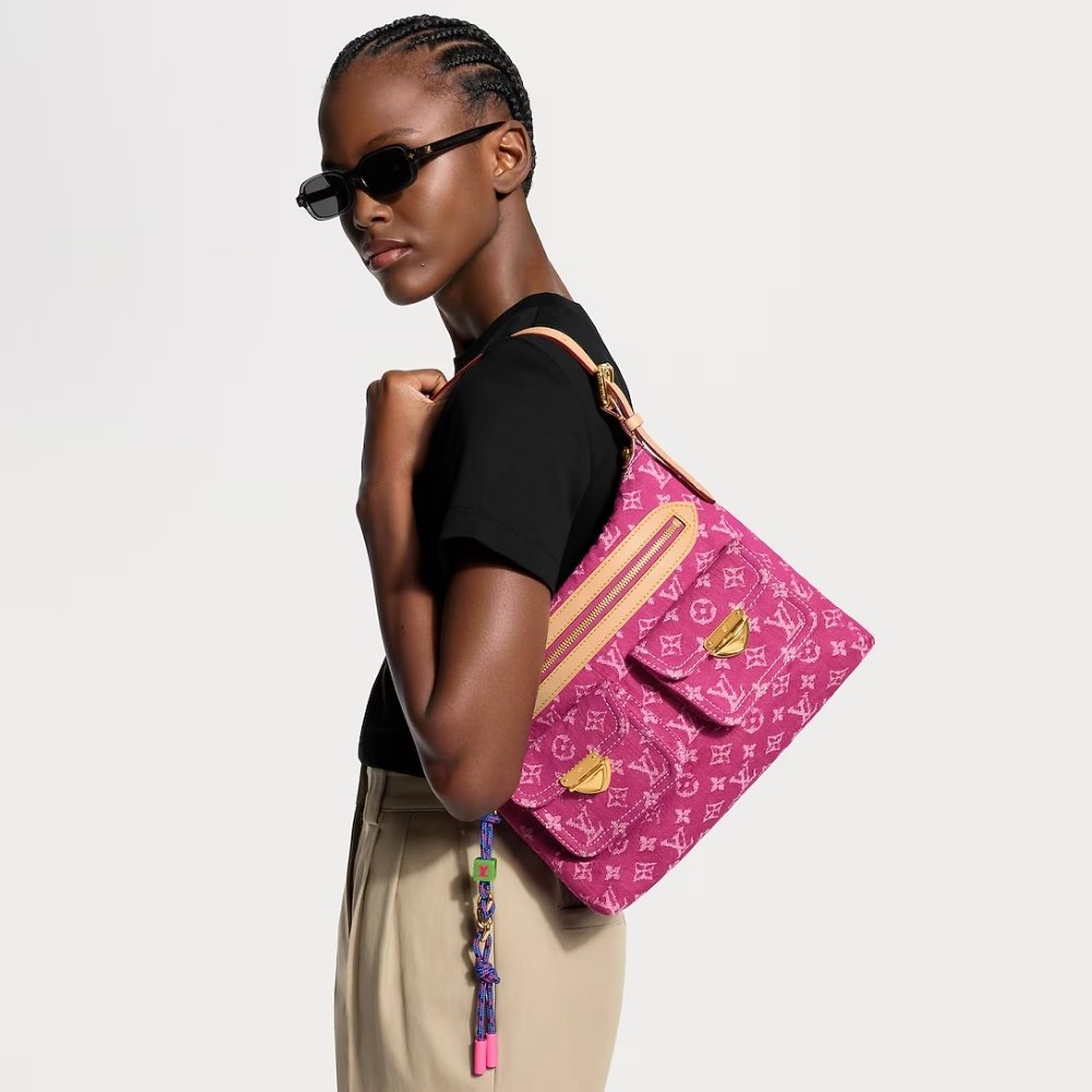 Louis Vuitton Baggy Fuchsia Denim 30Cm M28266