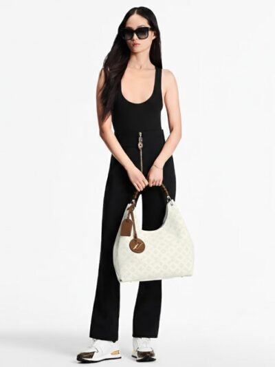 Louis Vuitton Carmel Mahina White Brown 40Cm