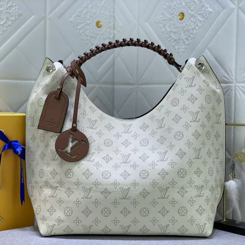 Louis Vuitton Carmel Mahina White Brown 40Cm