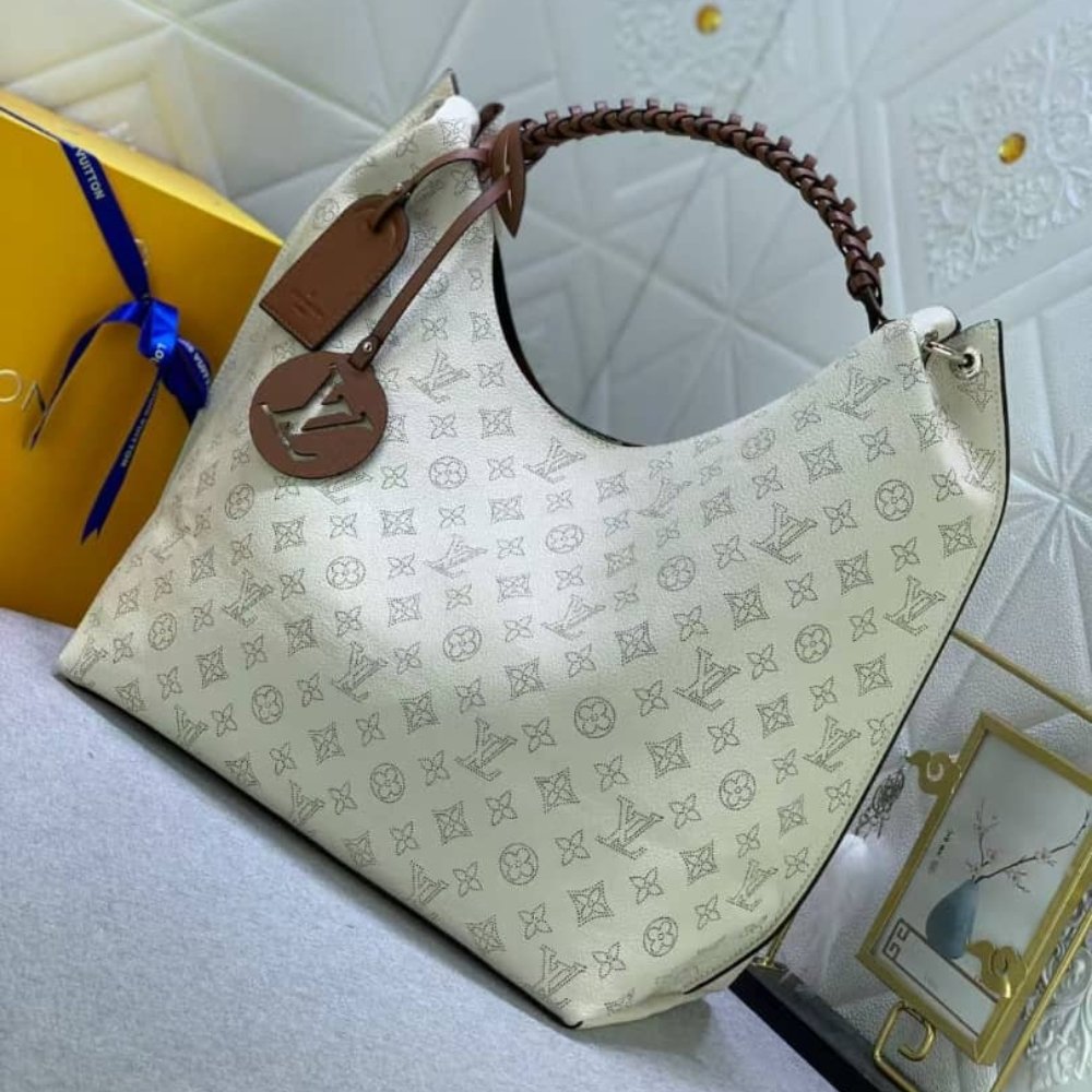 Louis Vuitton Carmel Mahina White Brown 40Cm