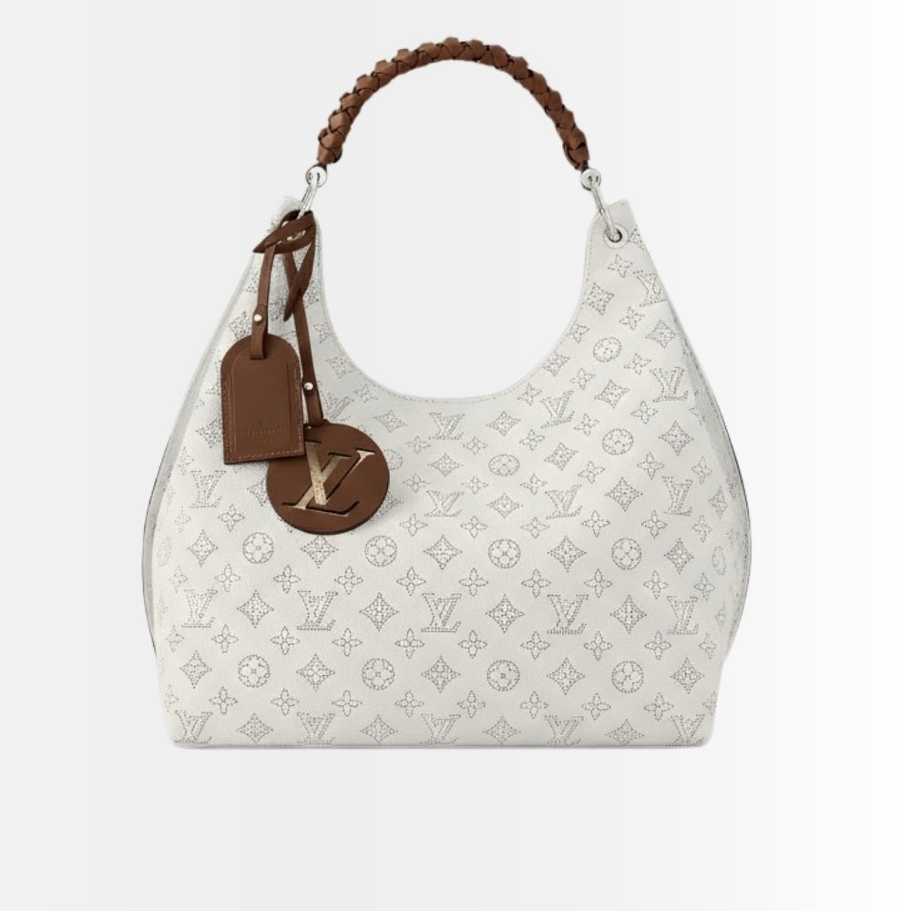 Louis Vuitton Carmel Mahina White Brown 40Cm