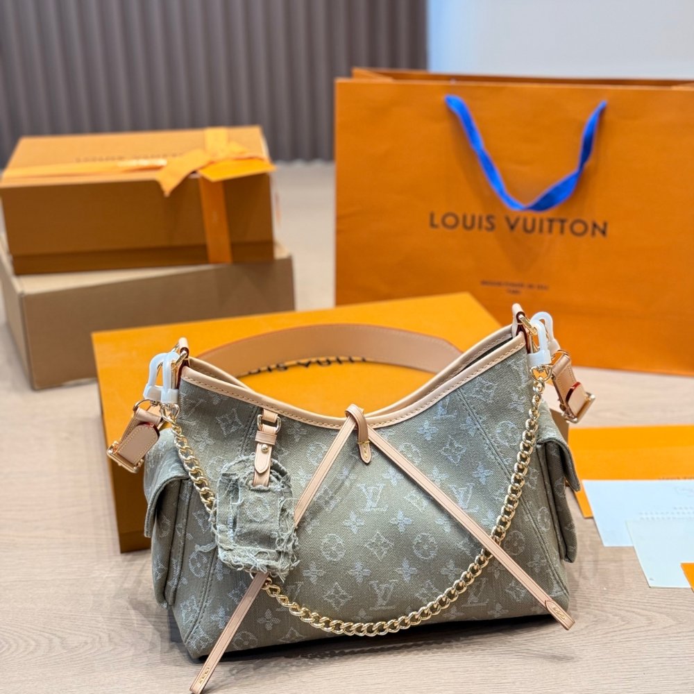 Louis Vuitton Carryall Cargo PM Bag Khaki Denim 30Cm M27623