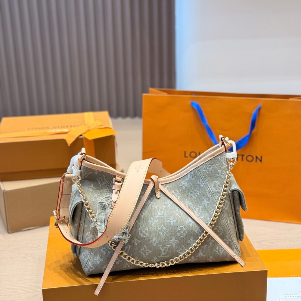 Louis Vuitton Carryall Cargo PM Bag Khaki Denim 30Cm M27623