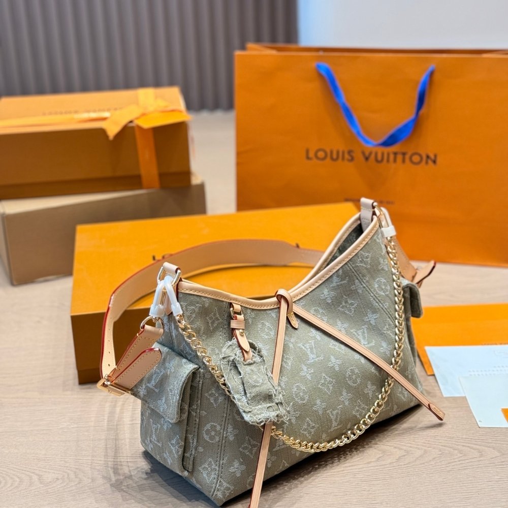 Louis Vuitton Carryall Cargo PM Bag Khaki Denim 30Cm M27623