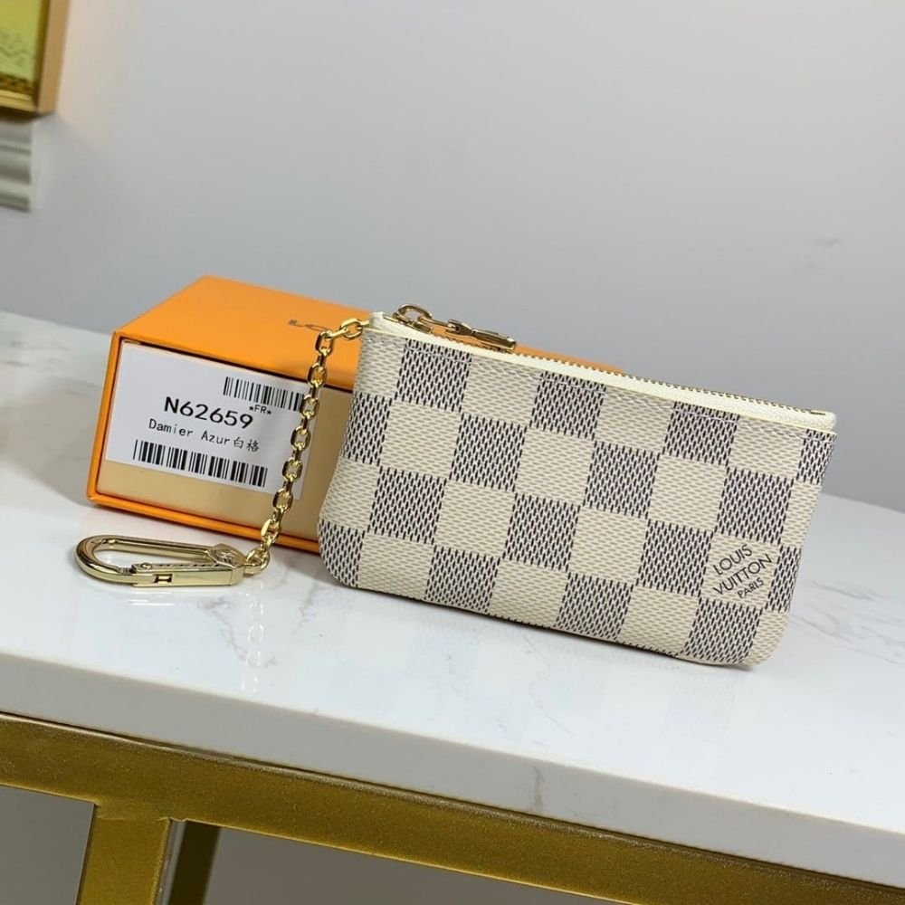 Louis Vuitton Damier Azur Coated Canva Key Pouch 12Cm N62658