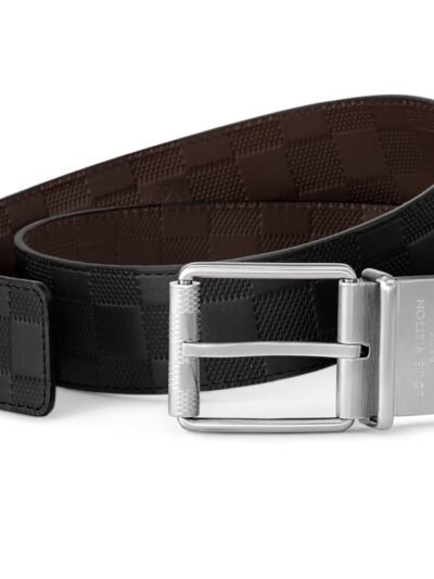 Louis Vuitton Damier Print Reversible Belt Black And Dark Brown 40mm M9150U
