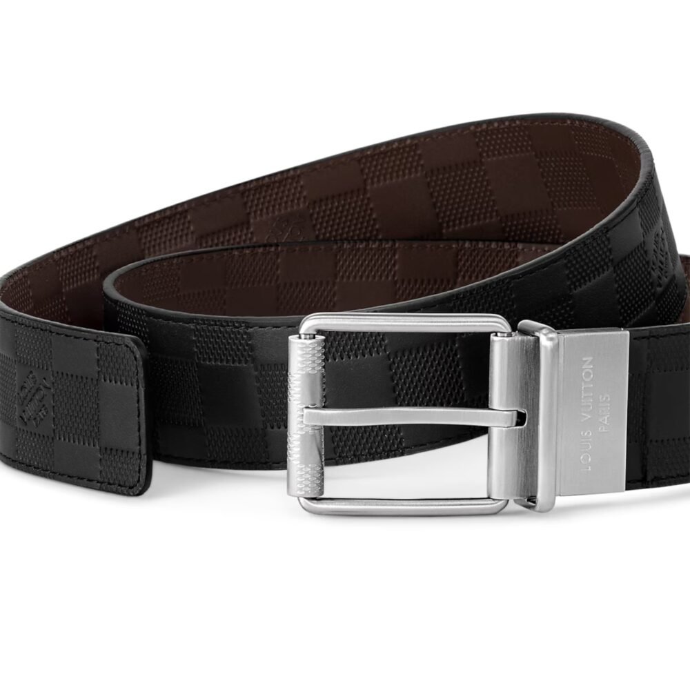 Louis Vuitton Damier Print Reversible Belt Black And Dark Brown 40mm M9150U