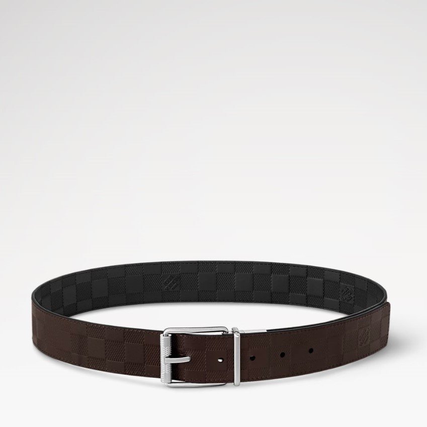 Louis Vuitton Damier Print Reversible Belt Black And Dark Brown 40mm M9150U