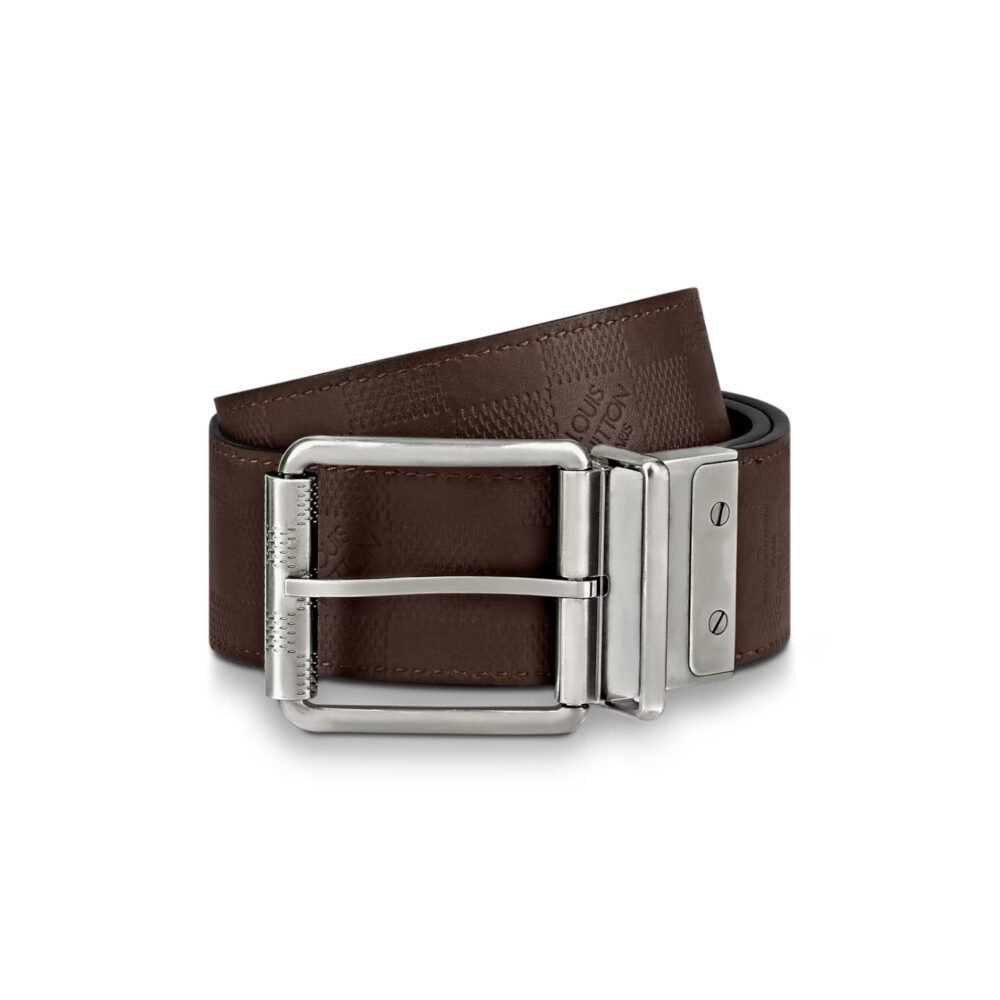 Louis Vuitton Damier Print Reversible Belt Black And Dark Brown 40mm M9150U