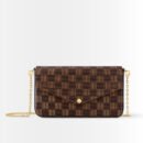 Louis Vuitton Félicie Pochette Damier Ebene Canvas And Cerise Red 21cm N40492