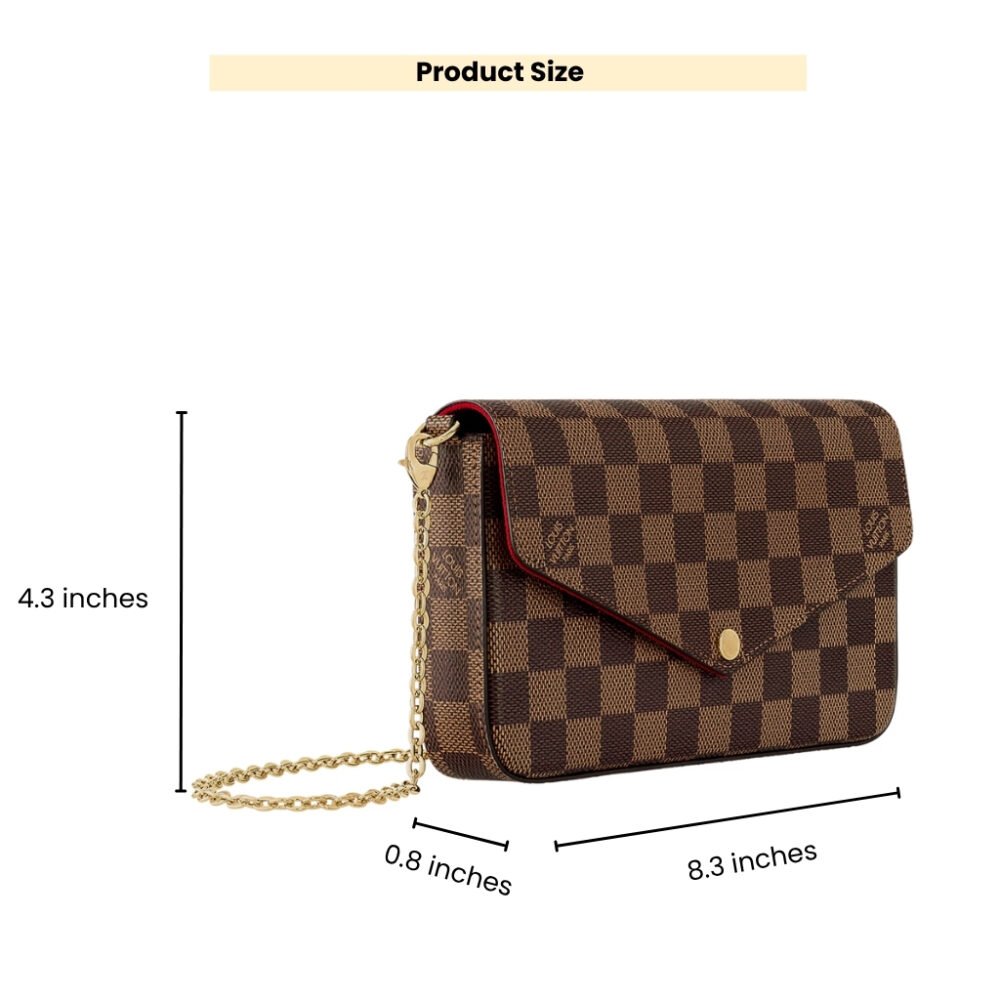 Louis Vuitton Félicie Pochette Damier Ebene Canvas And Cerise Red 21cm N40492