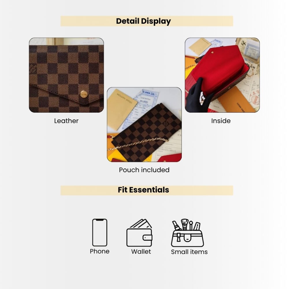 Louis Vuitton Félicie Pochette Damier Ebene Canvas And Cerise Red 21cm N40492