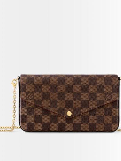 Louis Vuitton Félicie Pochette Damier Ebene Canvas And Cerise Red 21cm N40492