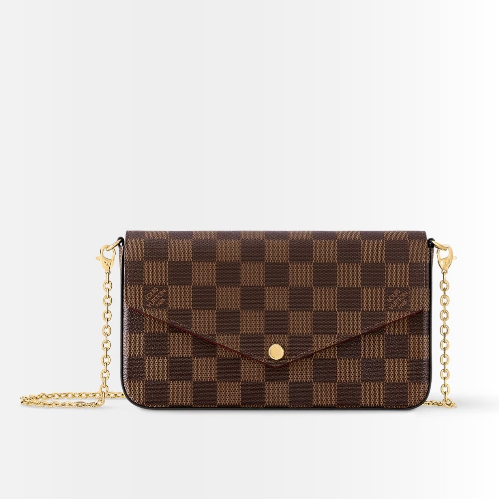 Louis Vuitton Félicie Pochette Damier Ebene Canvas And Cerise Red 21cm N40492