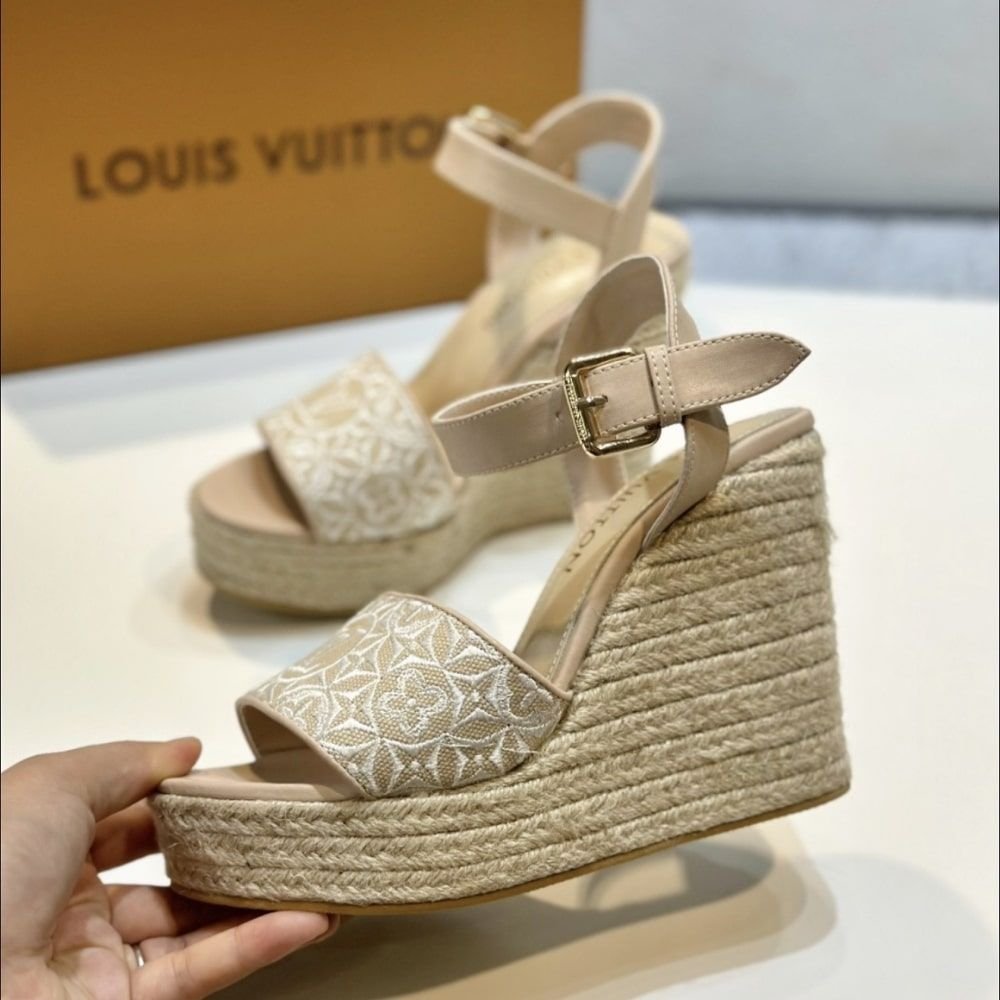 Louis Vuitton Helios Wedge Espadrille Beige 1AHLL6