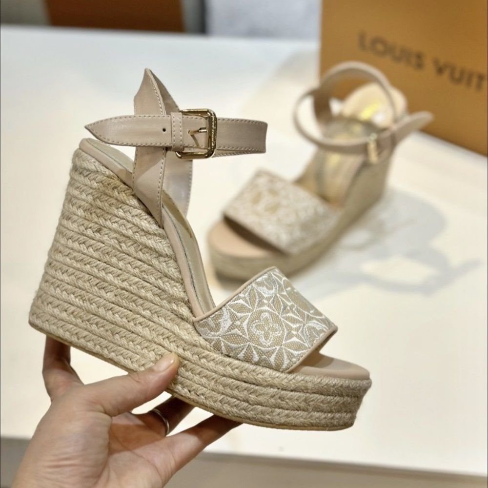 Louis Vuitton Helios Wedge Espadrille Beige 1AHLL6