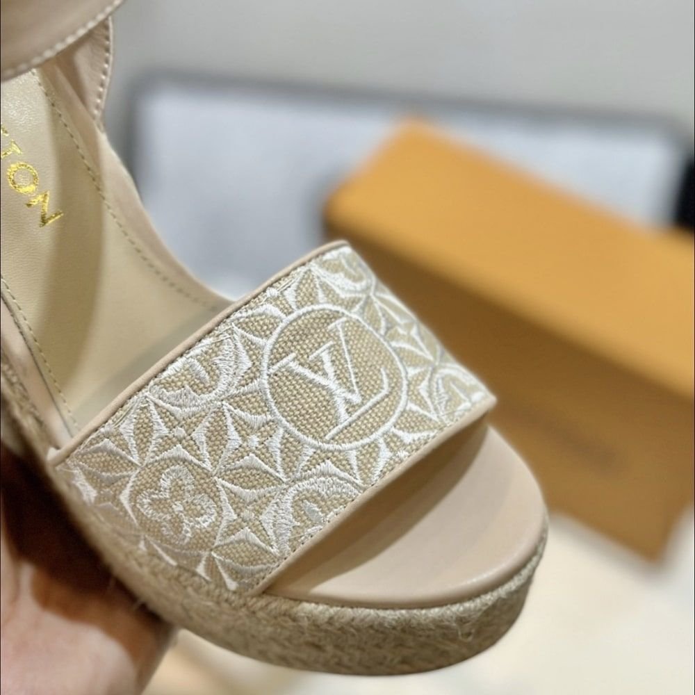 Louis Vuitton Helios Wedge Espadrille Beige 1AHLL6