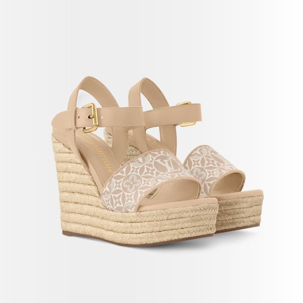 Louis Vuitton Helios Wedge Espadrille Beige 1AHLL6