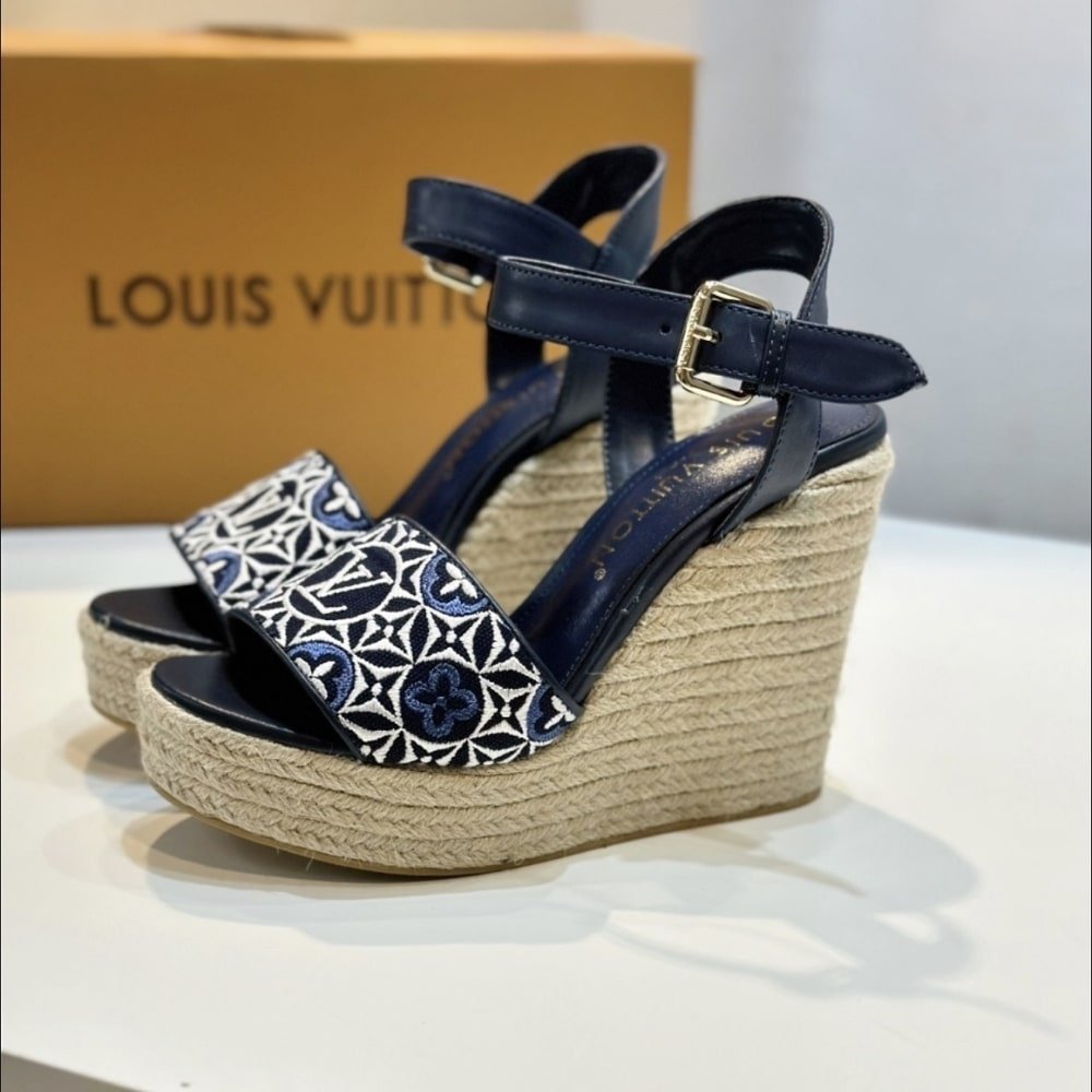Louis Vuitton Helios Wedge Espadrille Navy Blue 1AHLKQ