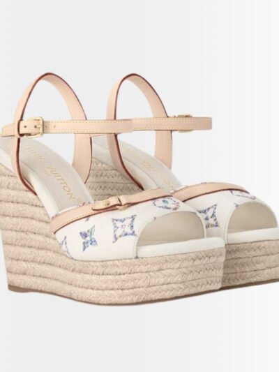 Louis Vuitton Helios Wedge Sandal White 1ACSFQ