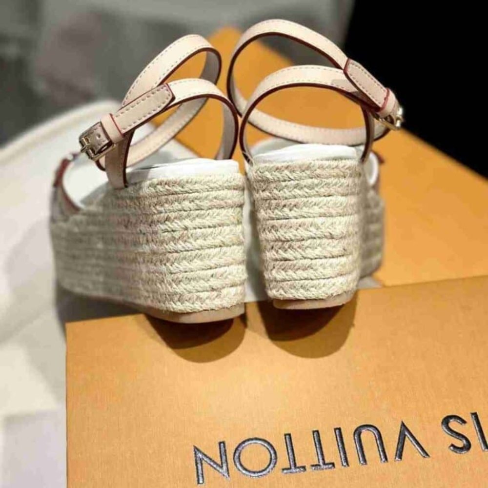 Louis Vuitton Helios Wedge Sandal White 1ACSFQ
