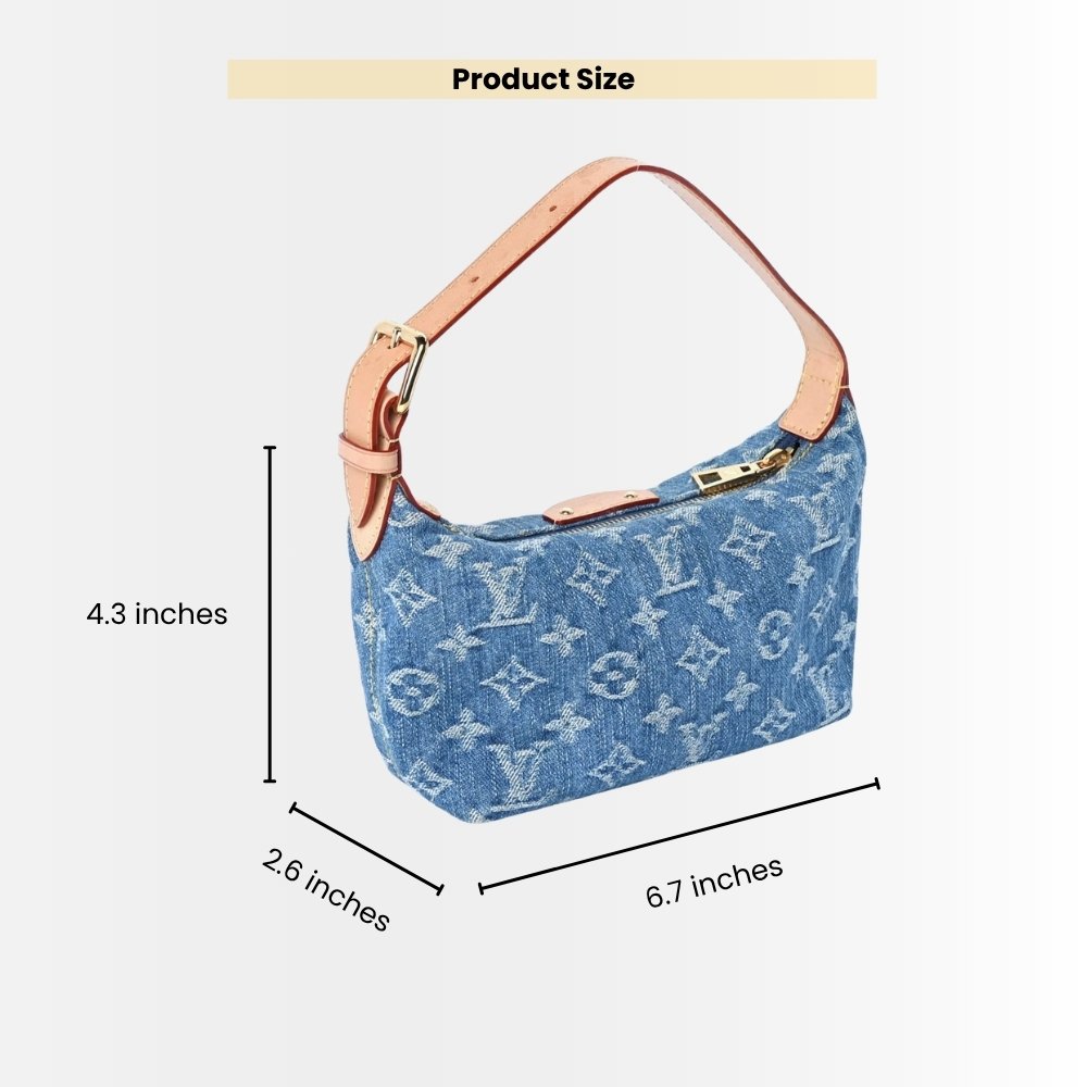 Louis Vuitton Hills Pochette Monogram Shoulder Bag Blue Denim 17Cm