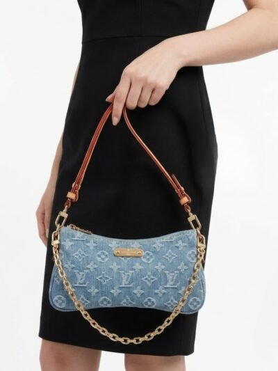 Louis Vuitton Liv Pochette Blue Denim Shoulder Bag 25Cm