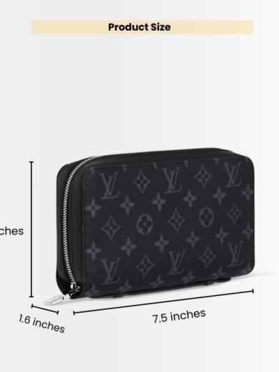 Louis Vuitton Long Double Zipper Wallet Monogram Black 19Cm