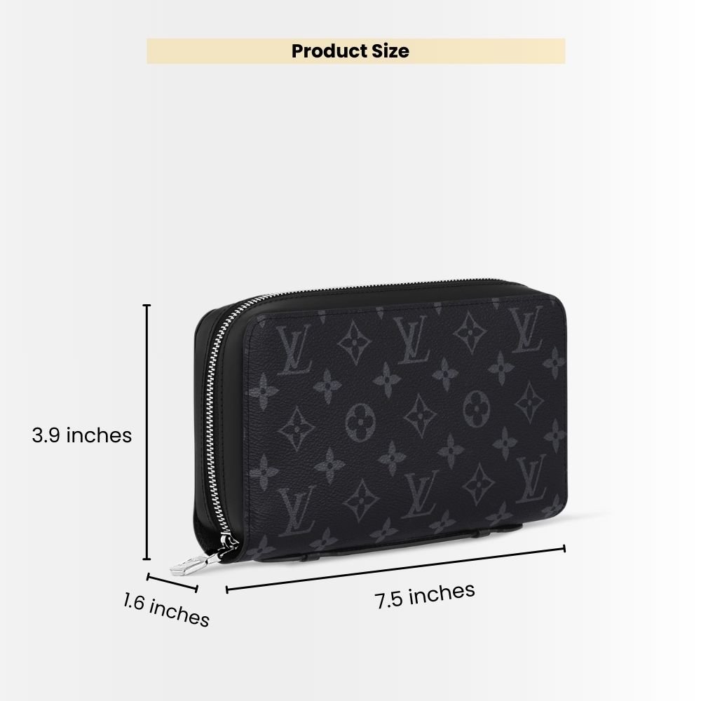 Louis Vuitton Long Double Zipper Wallet Monogram Black 19Cm