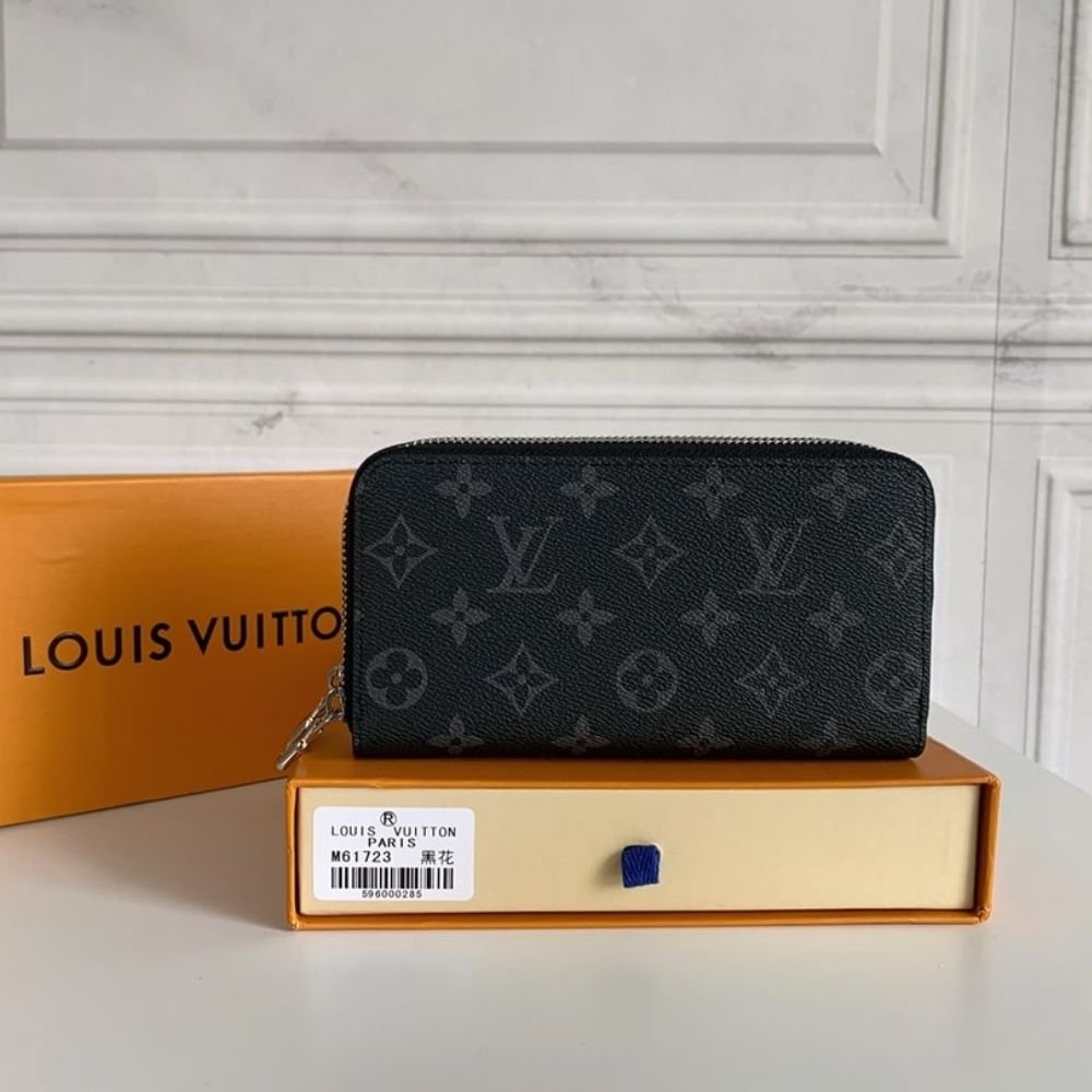 Louis Vuitton Long Double Zipper Wallet Monogram Black 19Cm