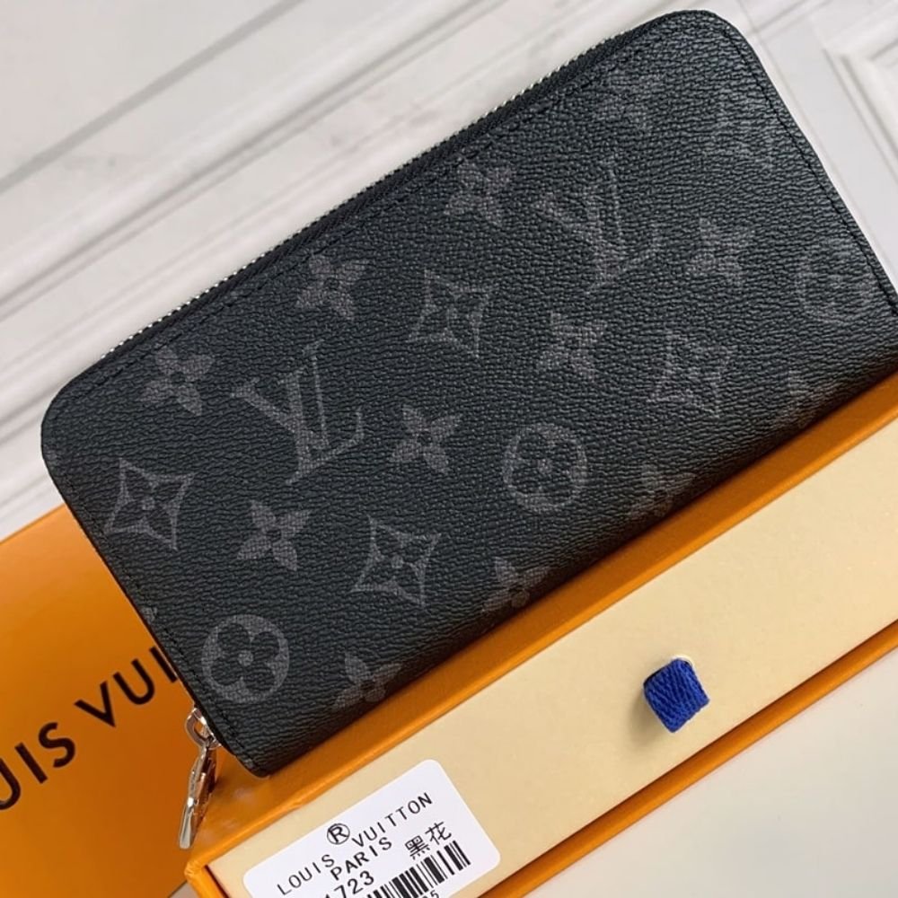 Louis Vuitton Long Double Zipper Wallet Monogram Black 19Cm