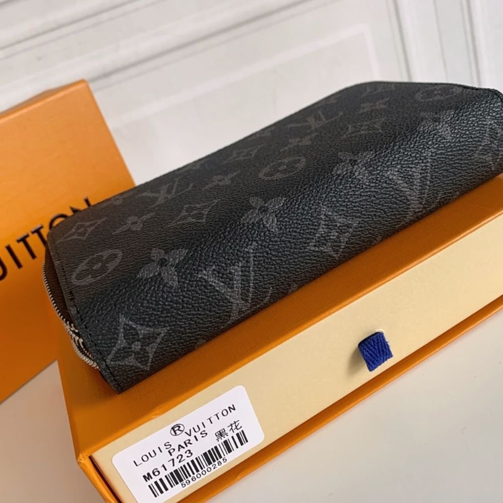 Louis Vuitton Long Double Zipper Wallet Monogram Black 19Cm