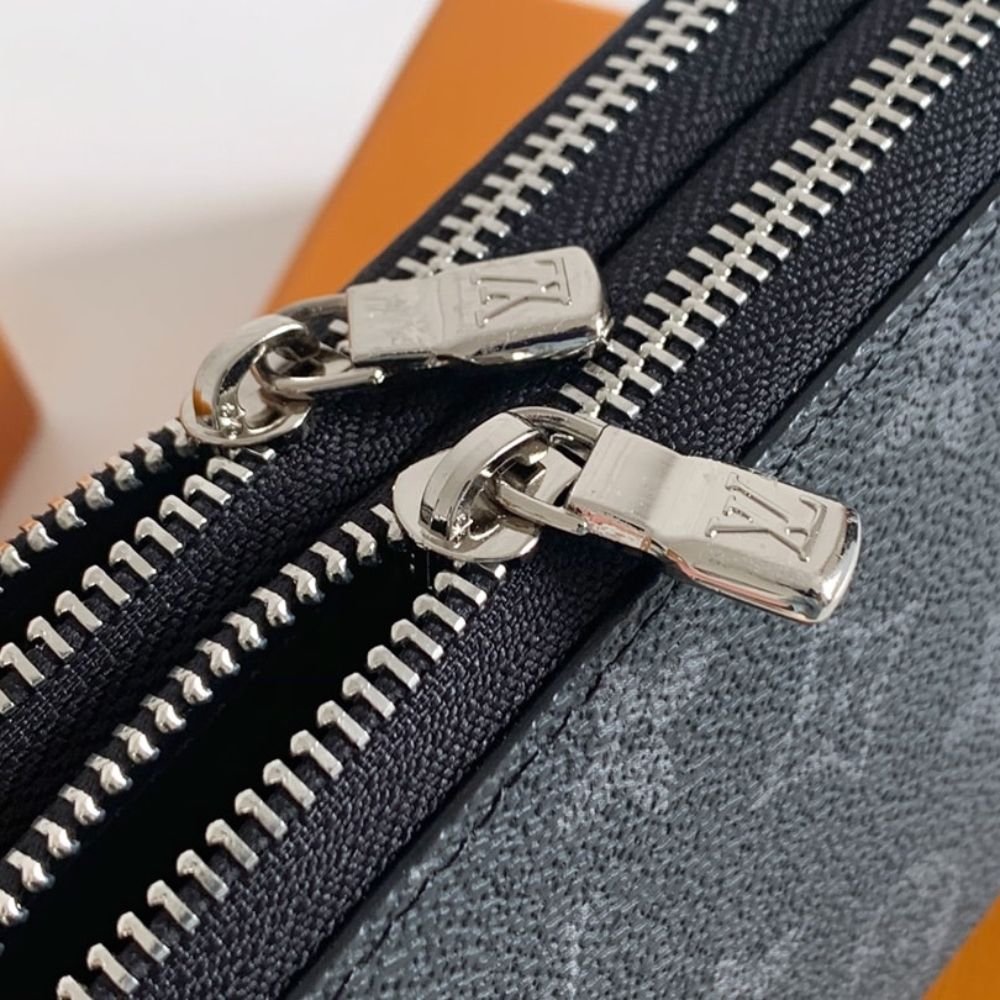 Louis Vuitton Long Double Zipper Wallet Monogram Black 19Cm