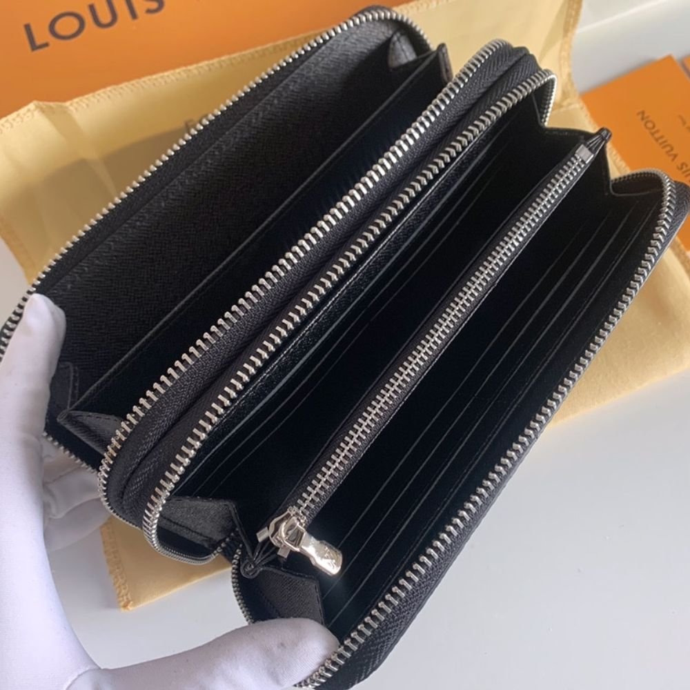 Louis Vuitton Long Double Zipper Wallet Monogram Black 19Cm