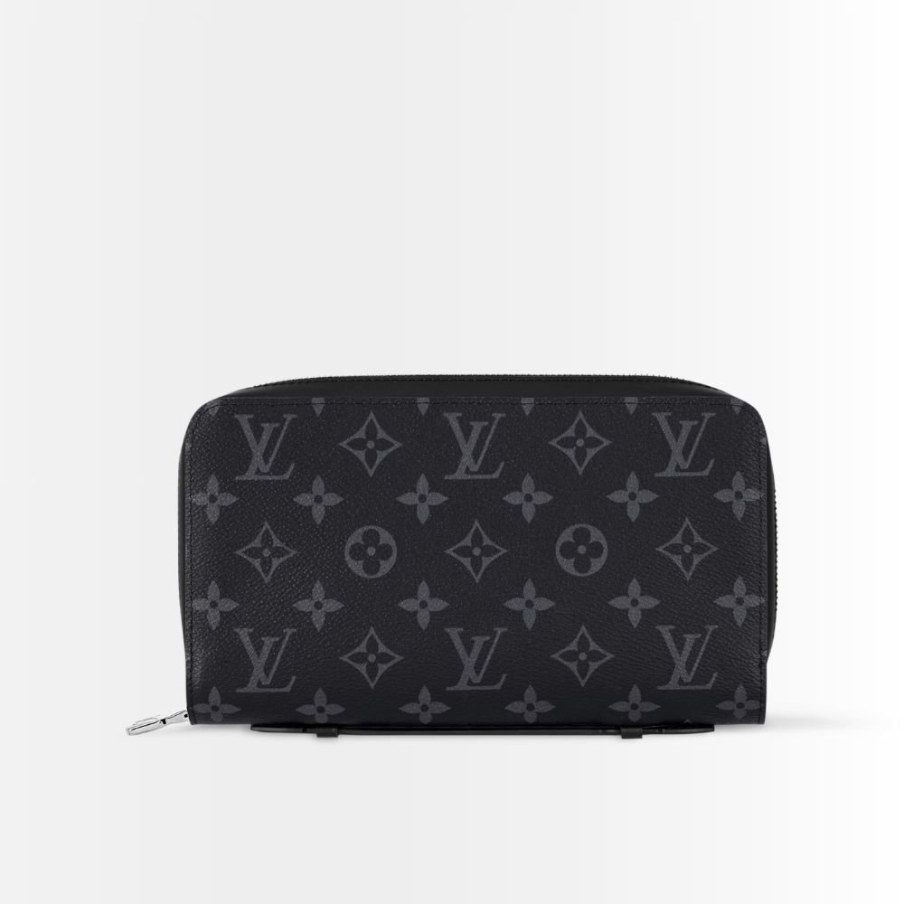 Louis Vuitton Long Double Zipper Wallet Monogram Black 19Cm