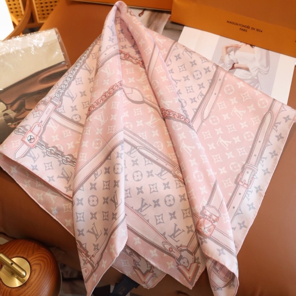 Louis Vuitton LV Monogram Confidential Square Scarf Light Pink 90cm