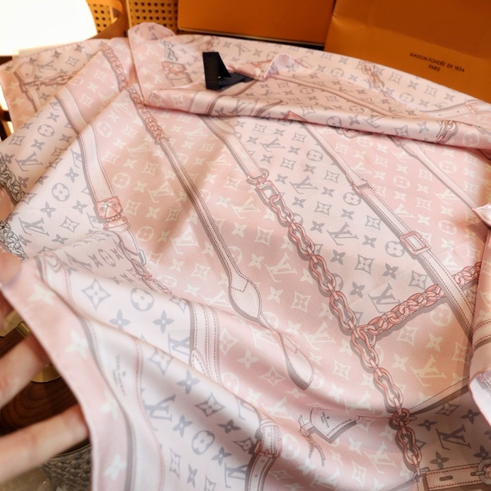 Louis Vuitton LV Monogram Confidential Square Scarf Light Pink 90cm