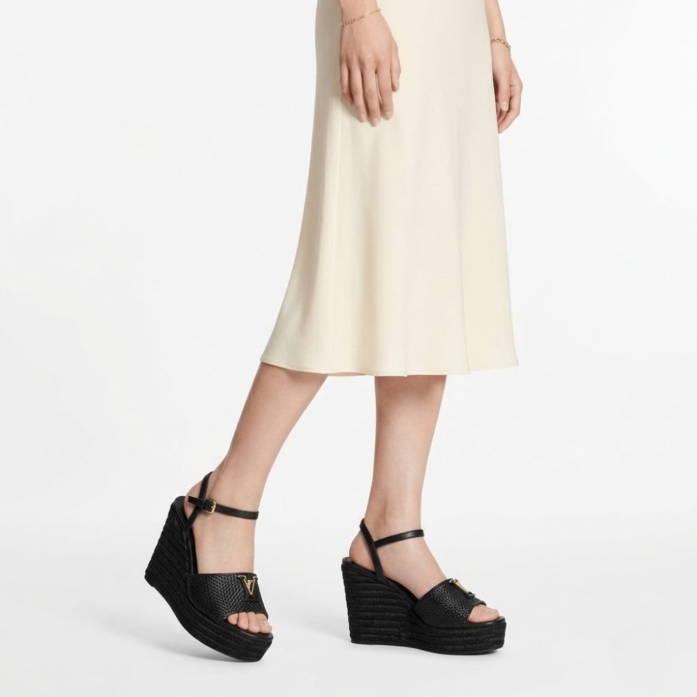 Louis Vuitton Mare Wedge Sandals Black 1AHLLR