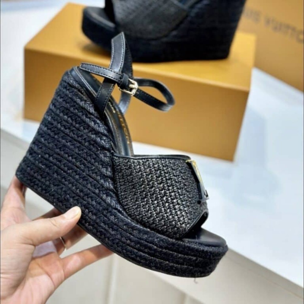 Louis Vuitton Mare Wedge Sandals Black 1AHLLR