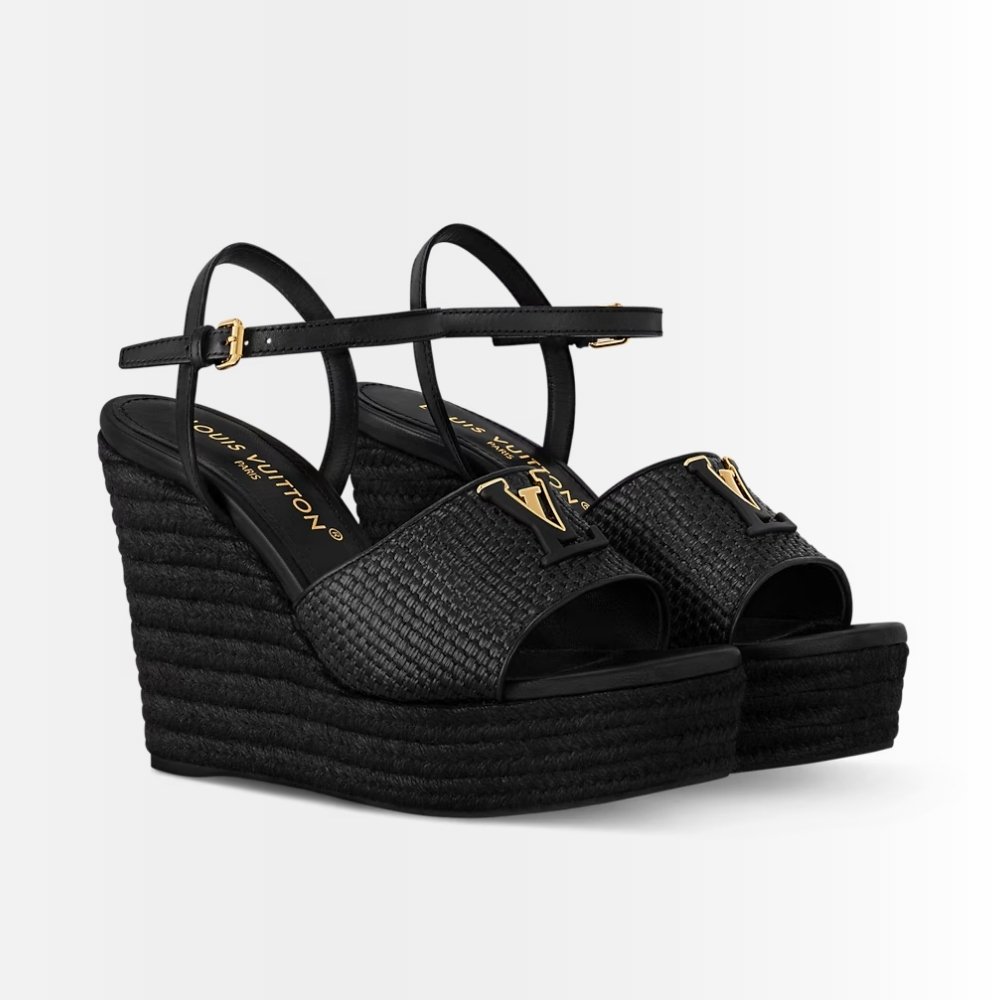 Louis Vuitton Mare Wedge Sandals Black 1AHLLR