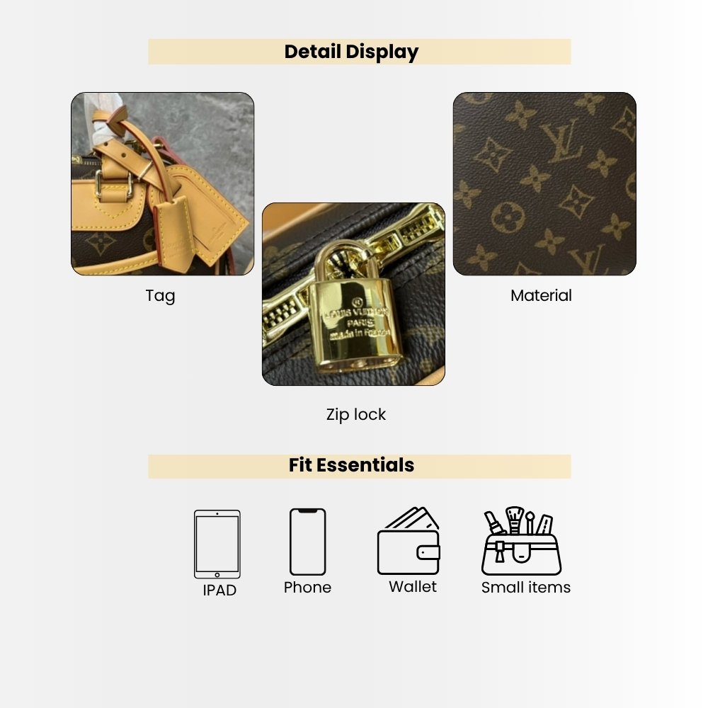 Louis Vuitton Monogram Deauville Boston Brown 28Cm M42228