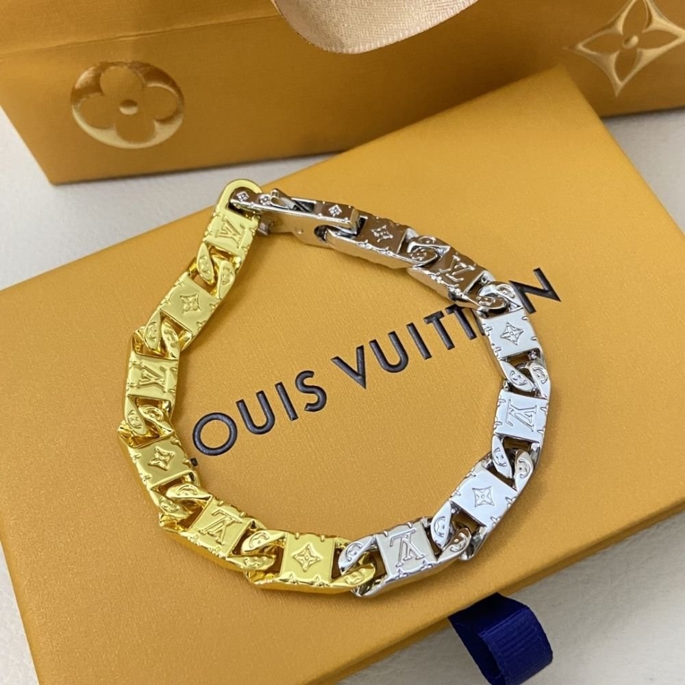 Louis Vuitton Monogram Tied Up Bracelet Gold And Silver M1306l