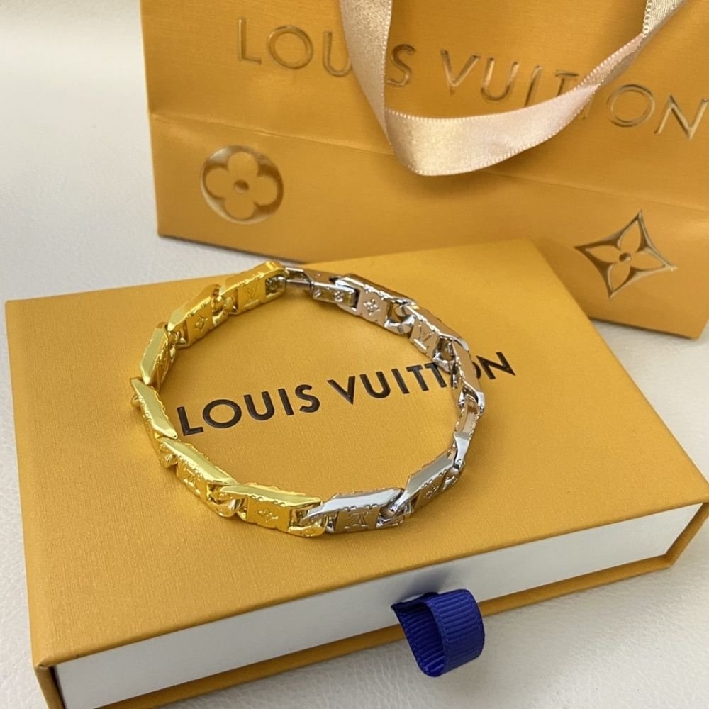 Louis Vuitton Monogram Tied Up Bracelet Gold And Silver M1306l