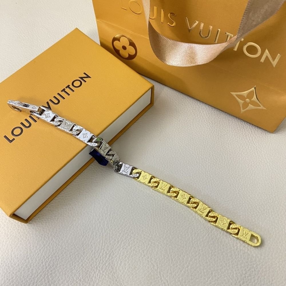 Louis Vuitton Monogram Tied Up Bracelet Gold And Silver M1306l